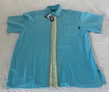 Cotton Shirt Casual Button up Short sleeved with pocket blue with white trim