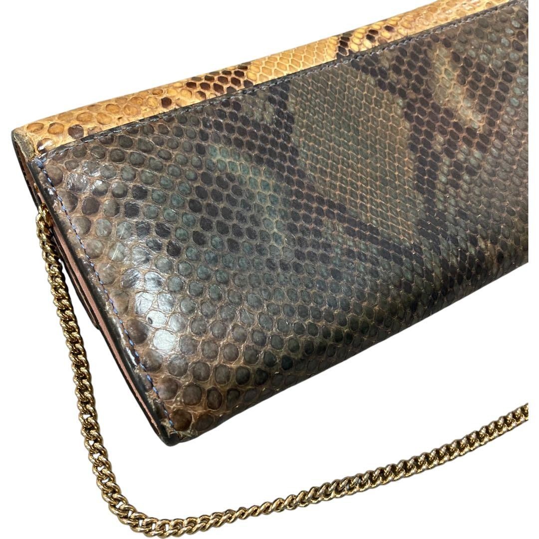 c65 GUCCI Chain Wallet Snake Pattern Python 2way … - image 5