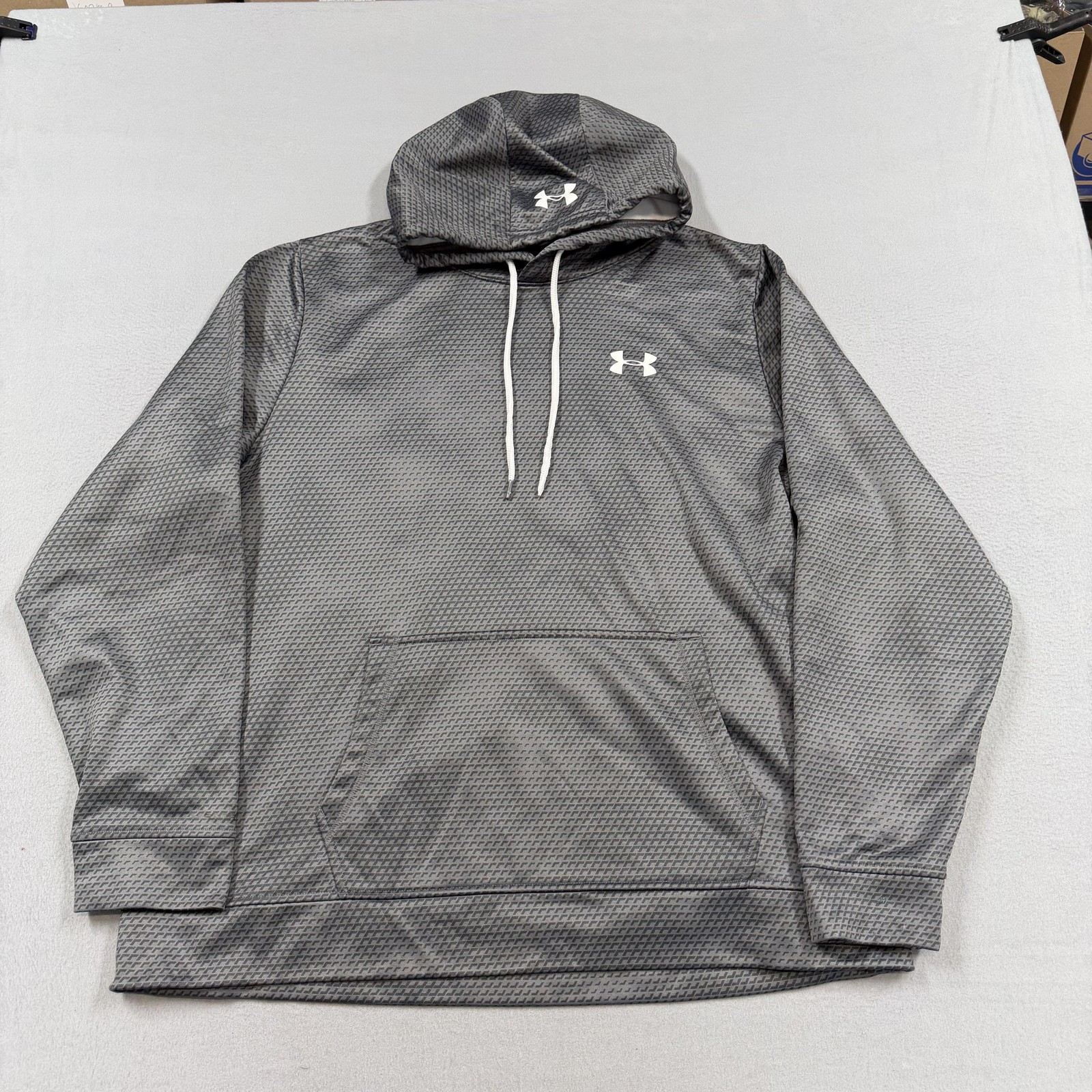 Under Armour Hoodie Sweatshirt Mens 2XL Gray Fleece ColdGear Pullover Logo