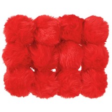 12Pcs Faux Fur Pom Poms for Hats, Fluffy Soft Fur Poms Balls, Red