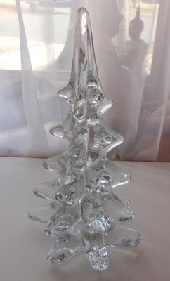 Vtg Mark Two's Co Art Glass Clear Christmas Tree Figurine 11'' Large Hand Blown