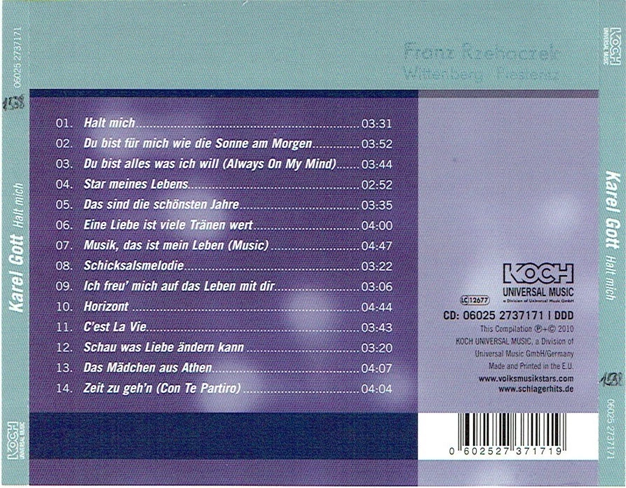 (CD) Karel Gott – Halt Mich -  Eine Liebe Ist Viele Tränen Wert, Horizont,u.v.a. - Bild 2 von 2