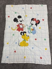 Vintage Disney Baby Mickey Mouse Minnie Pluto Crib Blanket Comforter