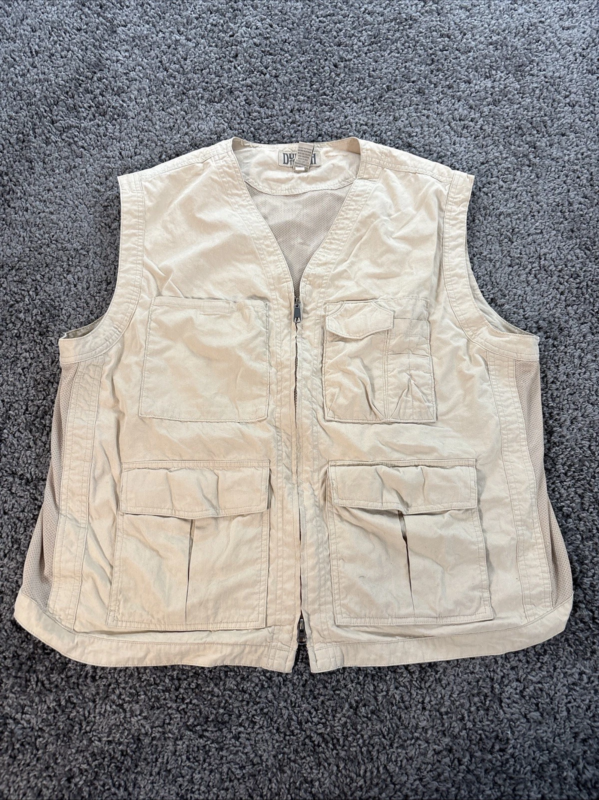 Duluth Trading Co Vest Mens Extra Large Beige Full Zip Utility Pocket Vented