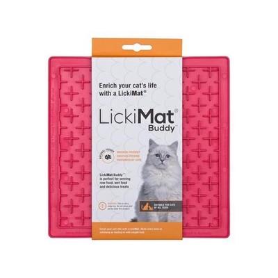 Lickimat Buddy Original Slow Food Anti-Anxiety Licking Mat For Cats (Pink) - 20x
