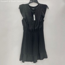 NWT Wmns STEVE MADDEN Black Pleated Sleeveless Ruffle Mini Dress sz S
