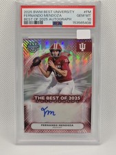 2025 Bowman Best Fernando Mendoza Best of 2025 Refractor Auto PSA 10 Hoosiers FM