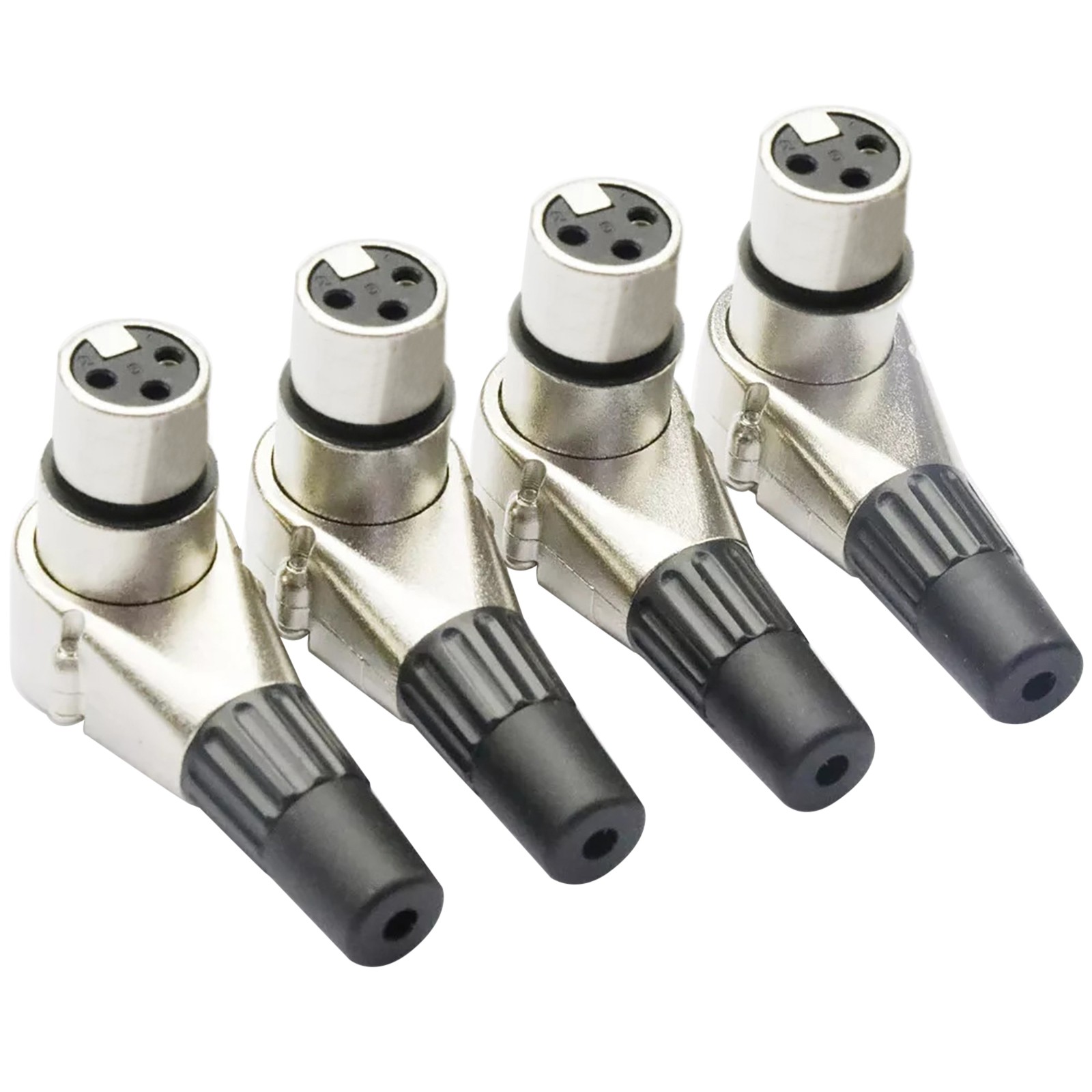 Kit(4) Adjustable 3 Pin XLR Female Right Angle Connector Positions Adapter