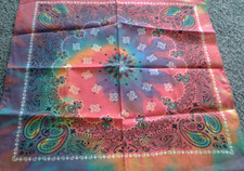 new BANDANA HANKY CORAL BLUE OMBRE SWRIL PAISLEY COTTON COWBOY WESTERN HIPPIE