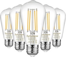 Defurhome ST58 E27 6W LED Edison Light Bulbs 60W Equivalent, Daylight White 500