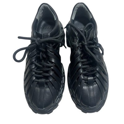 4CCCCEES Black Leather Platform Arko Osta Shoes 35 US 5 Tie Futuristic