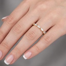 Classic Eternity Wedding Ring 18K Gold 1.30 Carat Marquise Natural Diamond F VS1