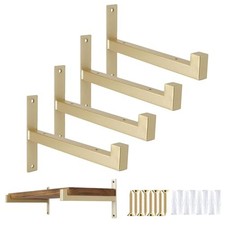 OVOV 4 Pack Heavy Duty Shelf Brackets 8 Inch Metal Shelf Supports Gold