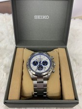 SEIKO Prospex Solar Chronograph Watch Silver/Blue Tachymeter Used