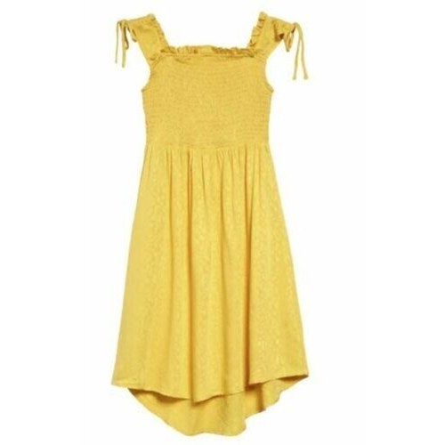 Ten Sixty Sherman Girls Smocked Tie Sleeve Dress Yellow Large MSRP $38