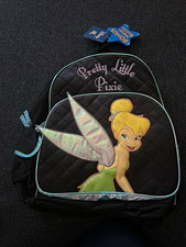 Disney Fairies Tinker Bell Girls Large 16 Black/Green Polyester Backpack Zip