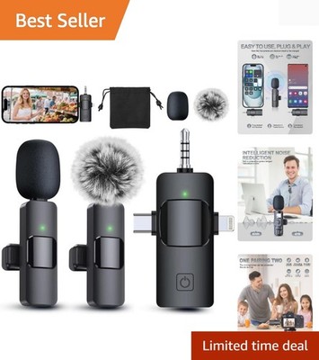 3 in 1 Professional Wireless Lavalier Microphone for iPhone/Android/Camera, W...