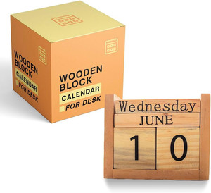 DEERINE Wooden Block Calendar For Desk - Perpetual Desktop Calendar DBC04K - View #9