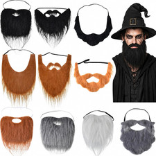 10 Pcs Fake Beard Mustache Halloween Cosplay Costume Accessories Adjustable El