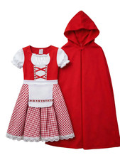 Kids Little Red Riding Hood Costume Girls Halloween Cosplay Outfit Red Hooded Cl