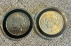 TWO 1922-P Silver Peace Dollars almost Uncirculated