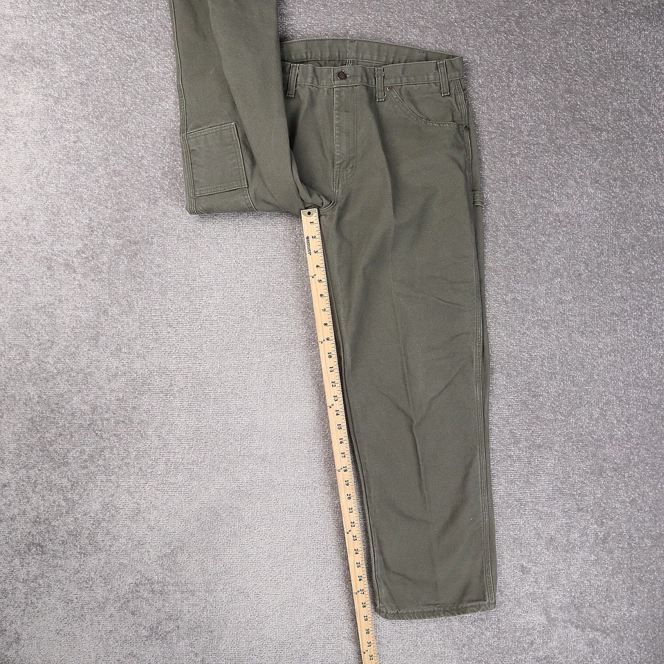 Pantalones utilitarios de lona Dickies 34x30 verde plisado pierna recta Foto 4 de 4