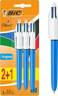 BIC Stifte Mehrfarbig 4 Farben Original Druckkugelschreiber 3er Pack