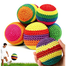 6-Pack Premium Handmade Knitted Hacky Sack Footbags for Adults  Teens