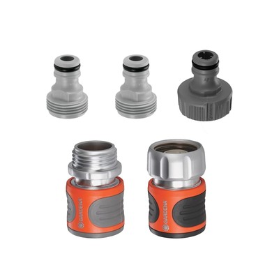 GARDENA (18271) 5-Piece Premium Metal Quick 1/2 Inch, Orange/Black/Grey 