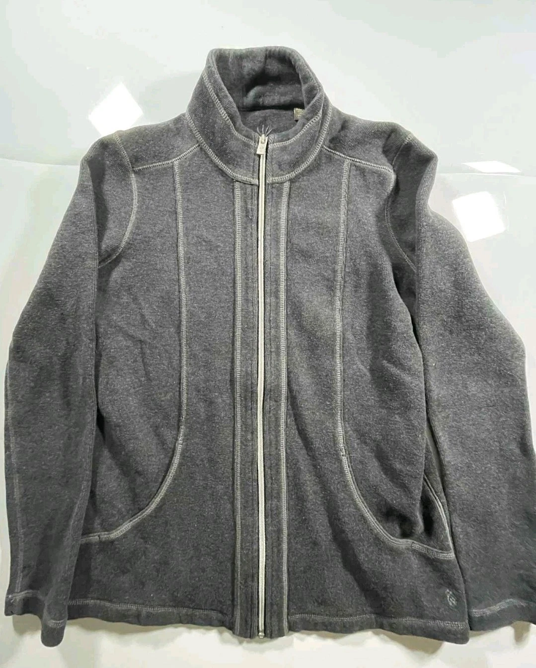 Tommy Bahama Jacket Mens/Women's XS Charcoal Grey - Full Zip Knit Coat
