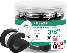 30pcs 3/8 Inch Stainless Steel Cable Clamps,Rubber Coated 30pcs - 3/8"