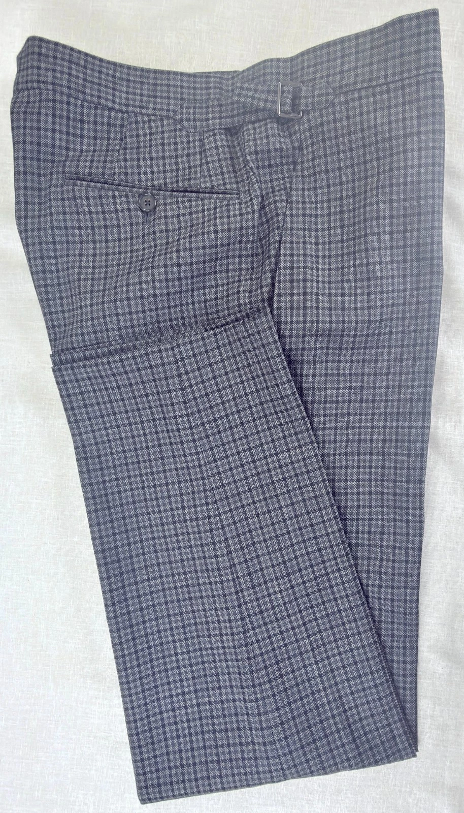 Tom Ford — Tom Ford Pants Men Gray/Black Check 100% Wool 54IT 36x31 Side Adjusters EUC