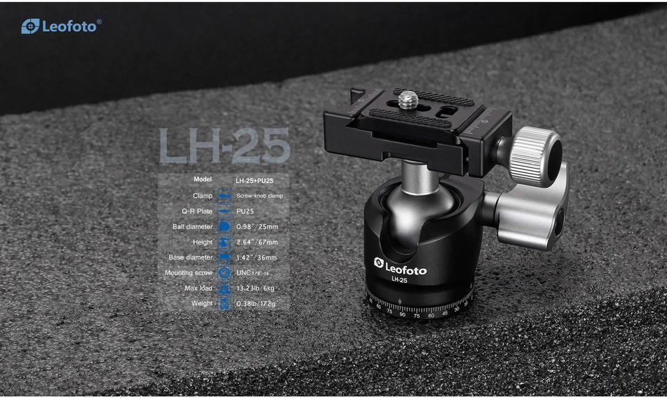 Leofoto MP-285C Monopod + LH-25 Mini Low Profile Ball Head Kit - Image 4 of 4