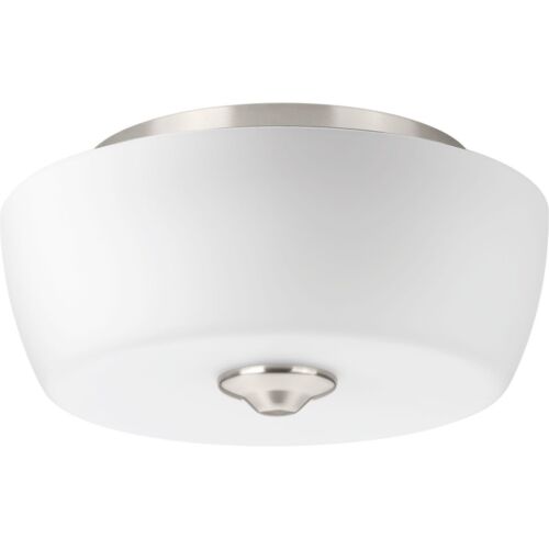 Progress Lighting Frosted Globe Brushed Nickel Ceiling Light Drum Flush Mount