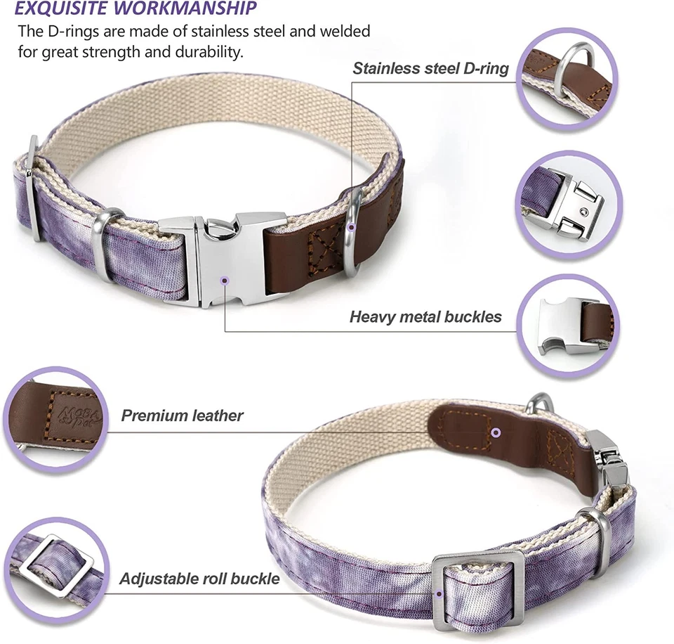 Pet Dog Collar Durable Metal Buckle with D-Ring Adjustable Dog Collars for Small - Image 2 of 4