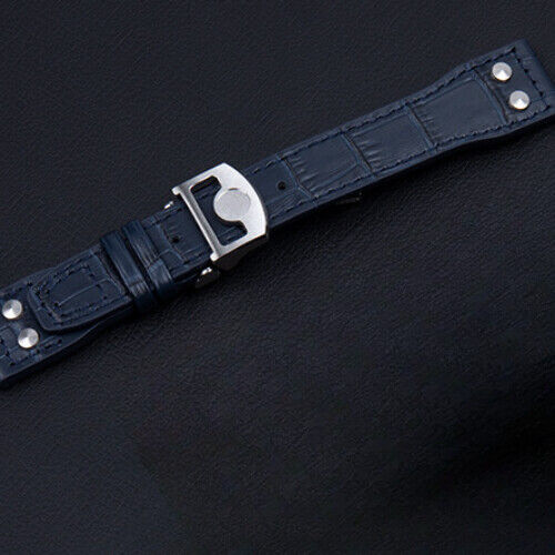 High Quality Genuine Leather Watch Straps mens Rivet Band 20/21/22mm for IWC - Picture 9 of 12