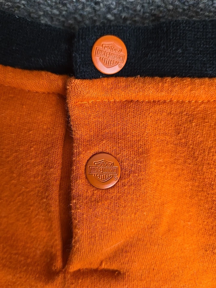 Camisa Harley Davidson 9-12 Meses Bebé 2 Botones Top Naranja Motocicleta Niño Pequeño Foto 4 de 4