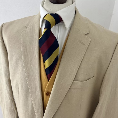 Samuel Windsor Mens 46R Blazer 100% Linen Jacket Beige Cruise Holiday Beach - Imagen 2 de 13