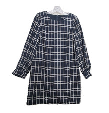 Banana Republic Shift Dress Women's 4 Black Plaid Cocktail Round Neck Pullover
