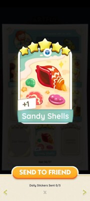 Monopoly Go 5 Sticker with the name Of SANDY SHELLS With SUPERFAST SENDING 