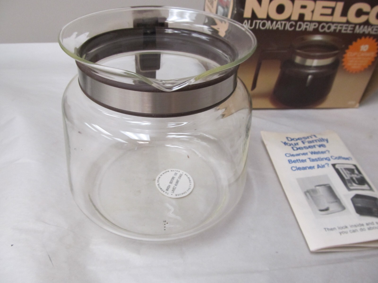 Vintage NORELCO 10 Cup Automatic Coffee Maker Replacement CARAFE NOS