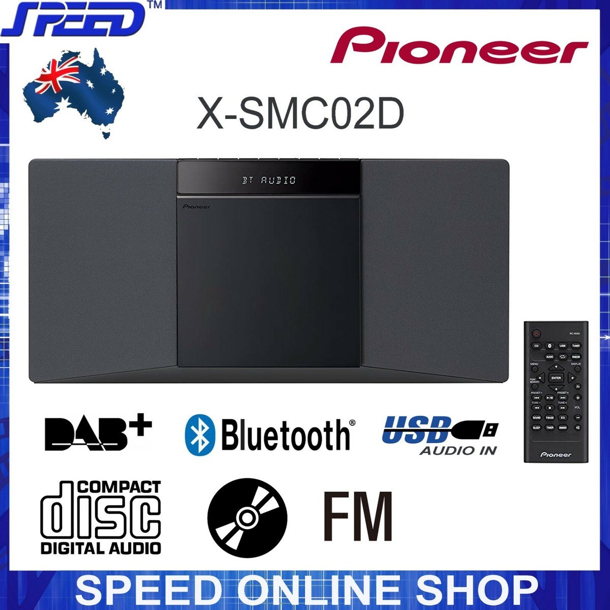 Pioneer X-SMC02D(B) Slim CD Micro System - DAB+/Bluetooth/CD/FM