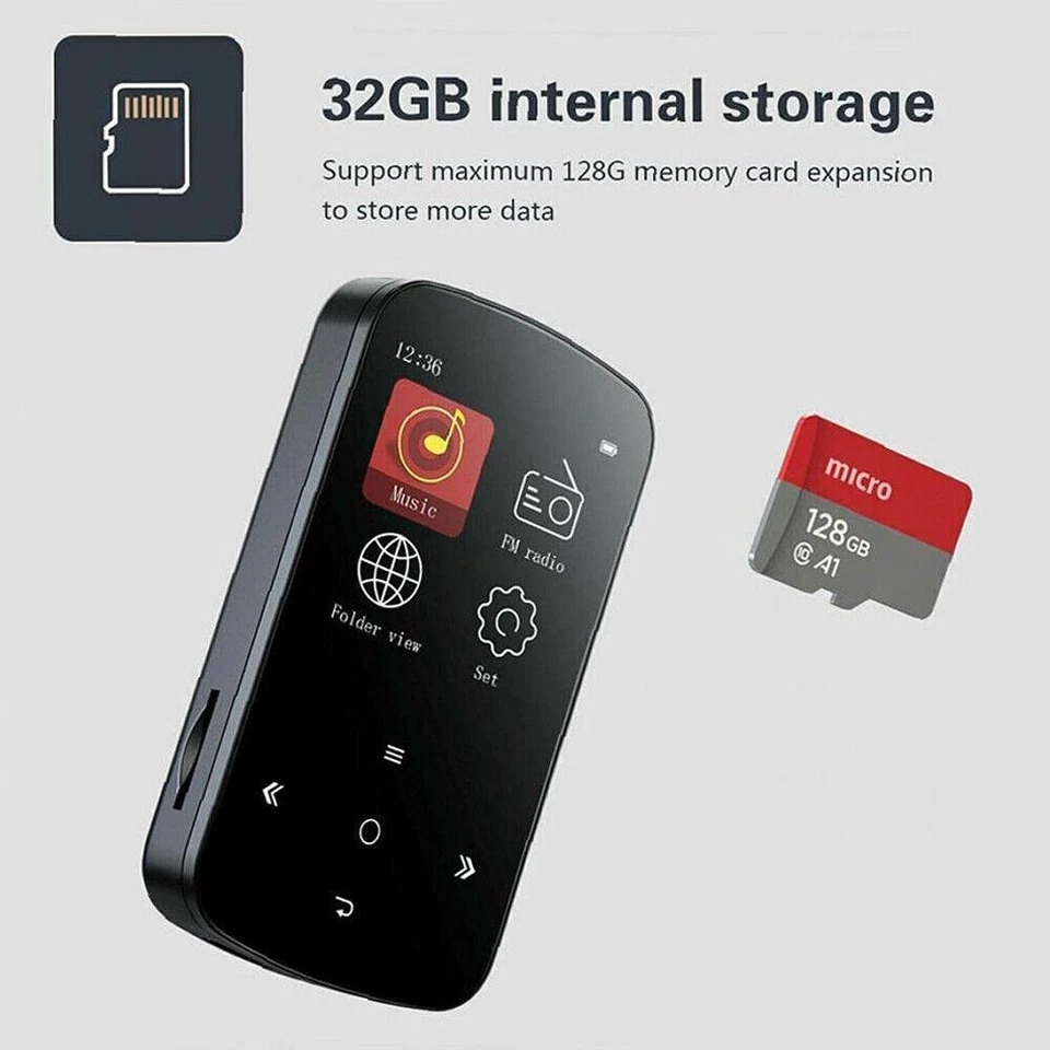 MP3 Player 32GB HiFi Lossless Sound Bluetooth Clip Music Voice Recorder FM Radio - Image 3 of 4