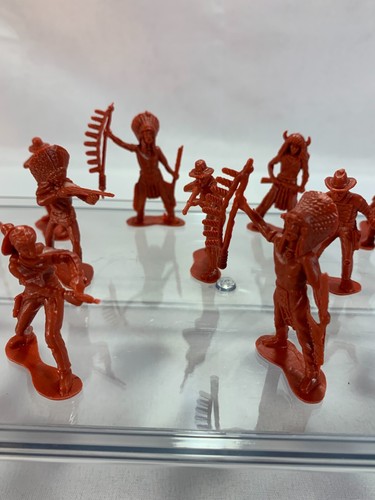 Vintage 1974 Airfix American Indians & Cowboys Lot Of 19 Figures Red & Blue - Picture 10 of 11