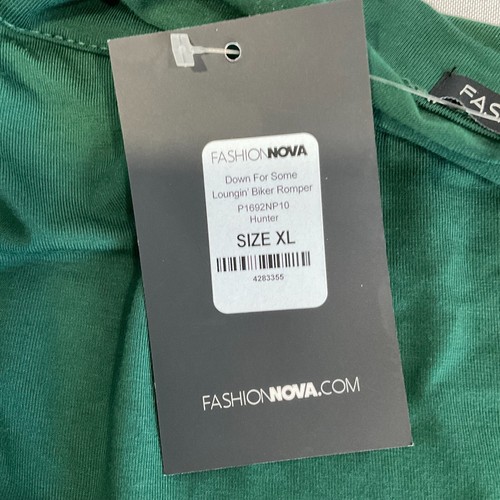 Fashion Nova Romper Shorts Biker Down For Some Lounge Hunter Green Womens XL - Picture 6 of 8