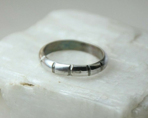 Sterling Silber 925 massiv handgeschnitzt Ring halbrund Band Gr. 10 Zahnräder