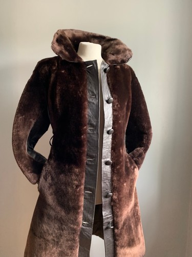 VINTAGE FAUX FUR COAT 10 8 monarch royal costume cosplay steampunk tudor leather - Picture 13 of 22