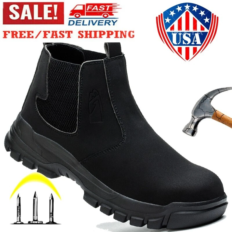 Mens Safety Shoes Anti Shock Slip Resistant Indestructible Steel Toe Work Boot