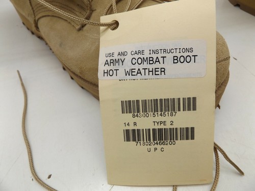US Army Issued Hot Weather Men’s Military Boots Size 14-1/2 R combat coyote Tan - 第 2/8 張圖片