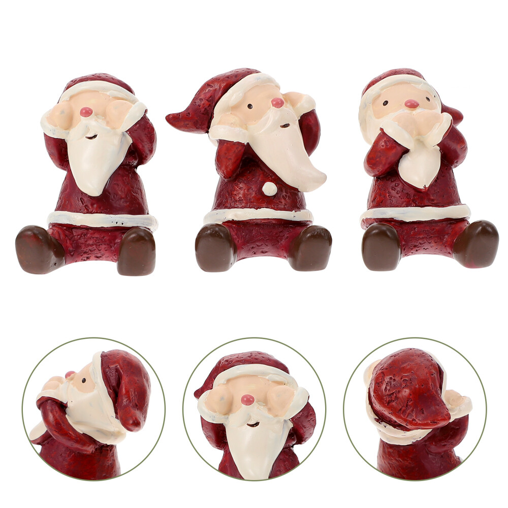3 Pcs Decorations Figurine Aquatic Christmas Santa Claus Statue